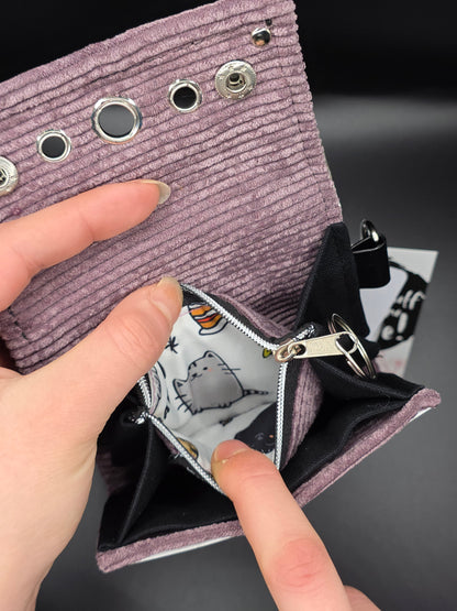 9.3 wallet, upcycled, white cats