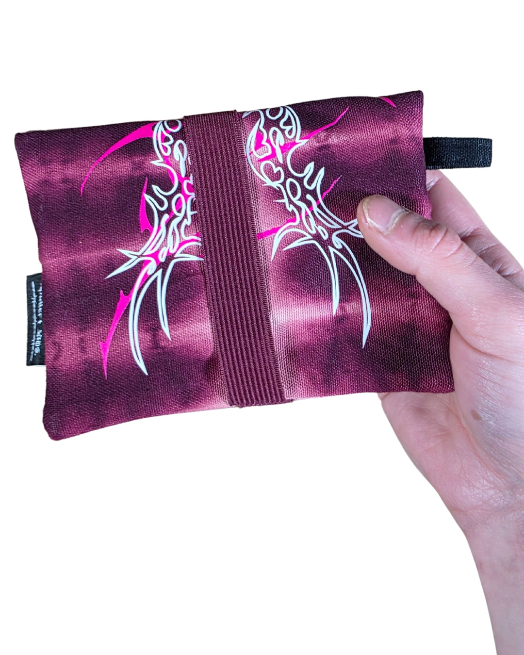 Batik „Tribals" Tabaktasche Bordeaux mit reflecteffect und neon