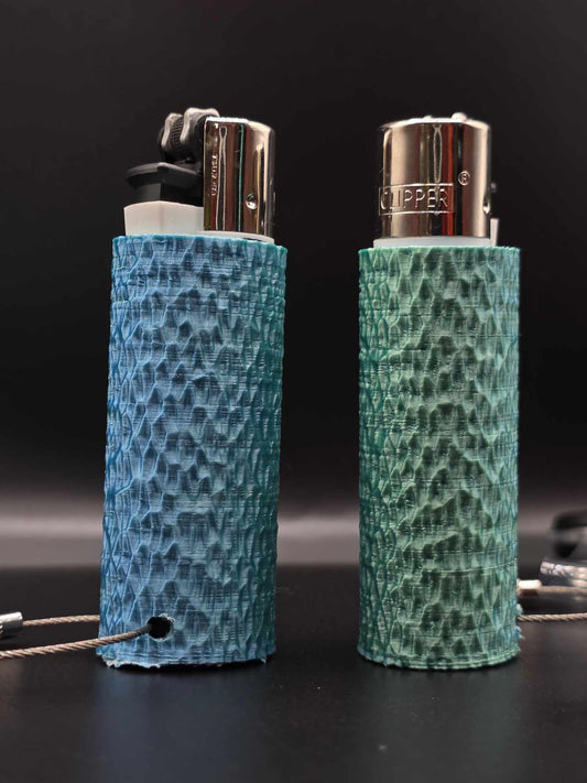 Trippy 3D Feuerzeug, ripples, hell blau-grün