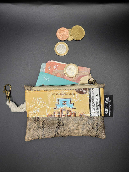 mini zip wallet - Upcycled, beige-snake 1