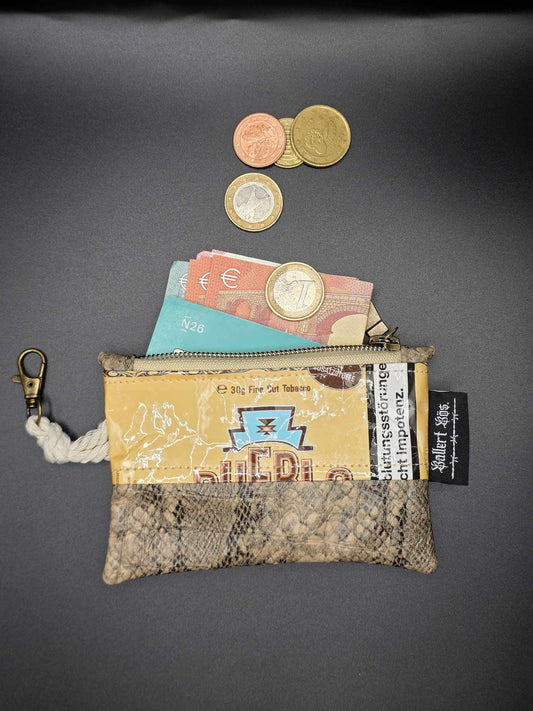 mini zip wallet - Upcycled, beige-snake 1