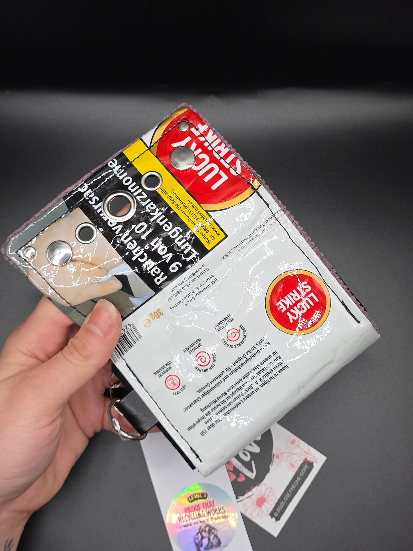 9.3 wallet, upcycled, white cats