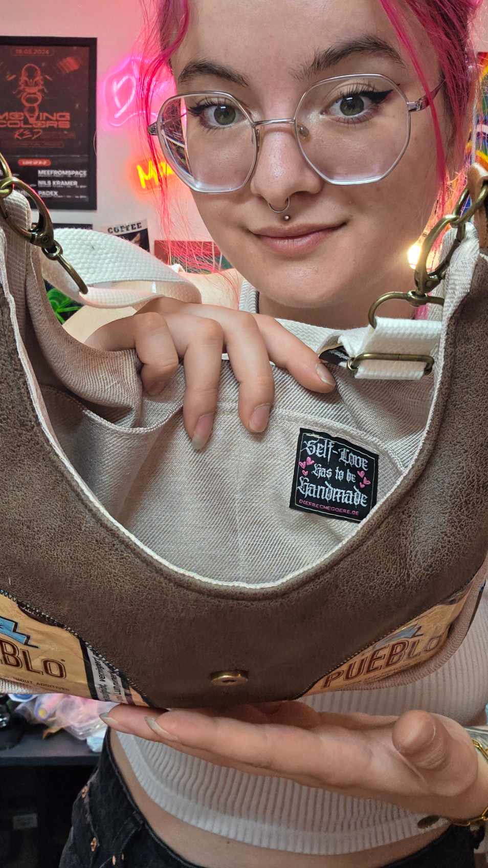 Tabak Handtasche, beige-bronze