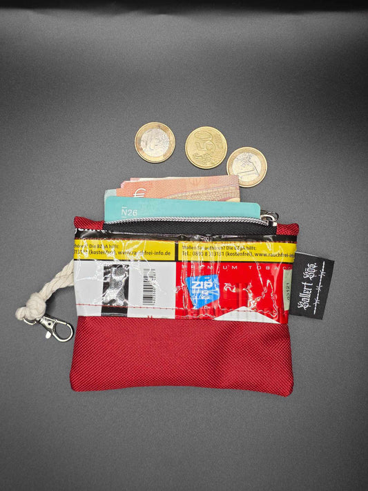 mini zip wallet - Upcycled, rot