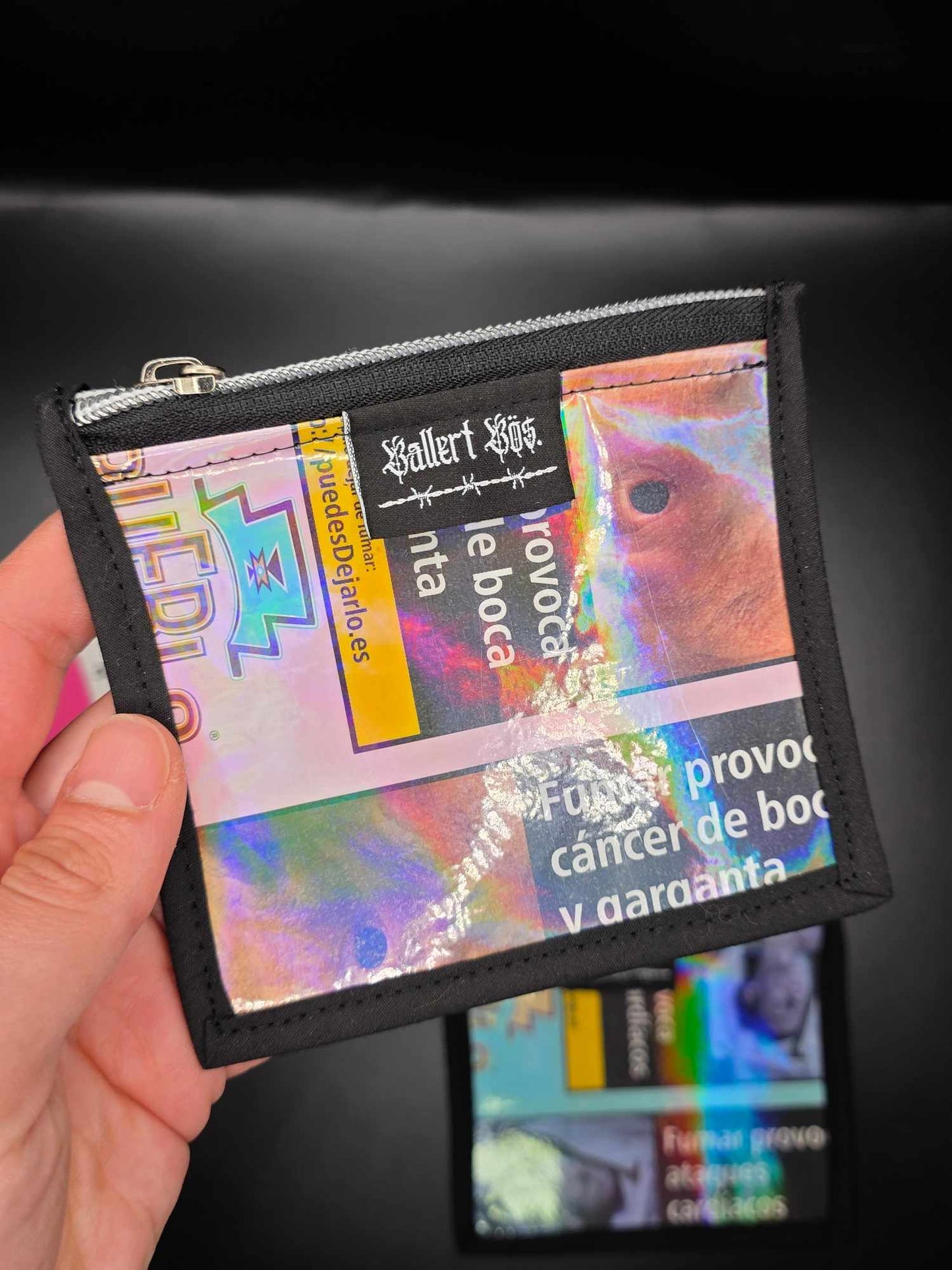 ✨️Holo✨️ MZ3.1-3 Mini Zip Wallets - Upcycled, rosa und blau