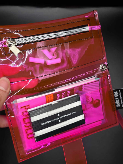 Vinyl Tabaktasche, Transparent, pink