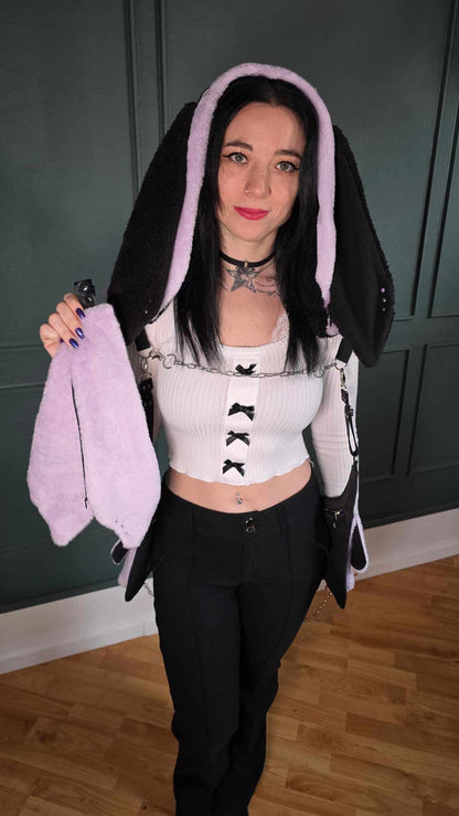 AB1.3 Pierced Bunny Holster Bag, lilac/black reversible Hood