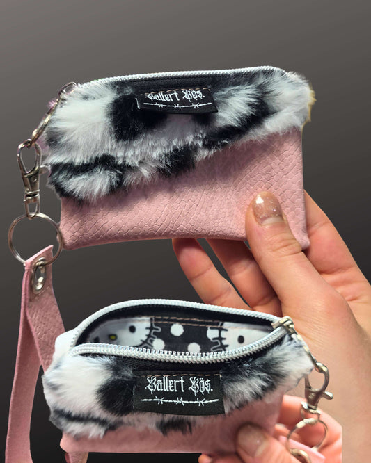 Snake Zip Wallet, pink with wristband