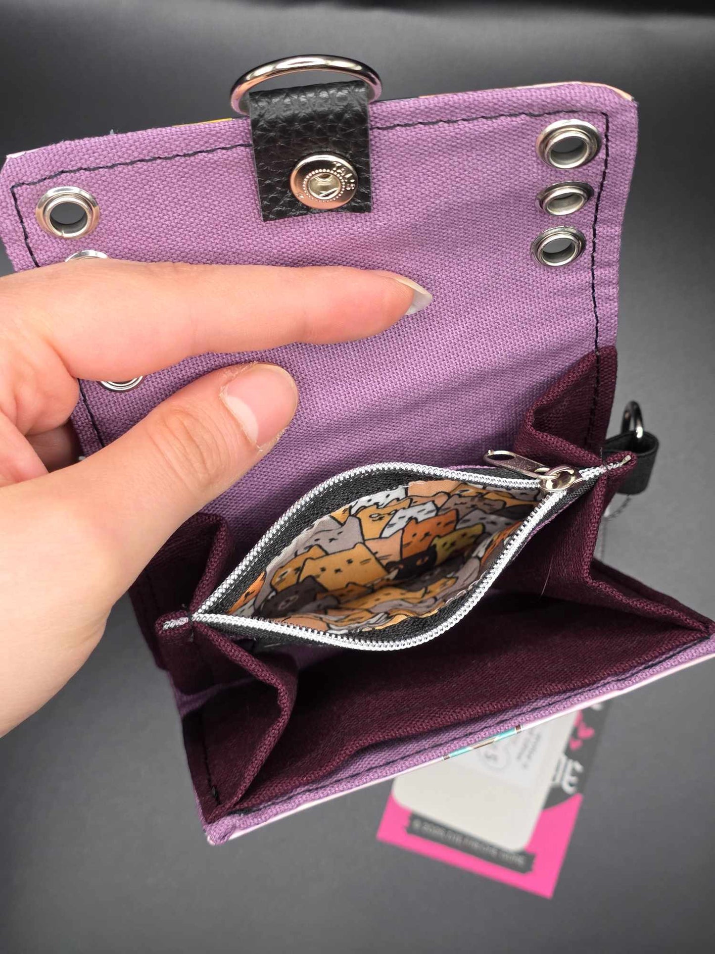 W17.5 wallet - upcycled, cats ✨️holo glass✨️