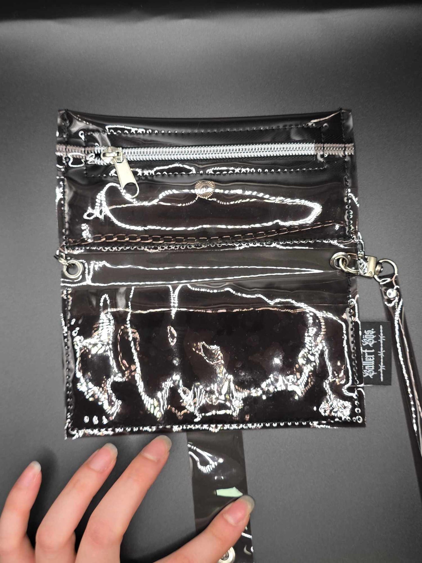 Vinyl Tabaktasche, Transparent, schwarz