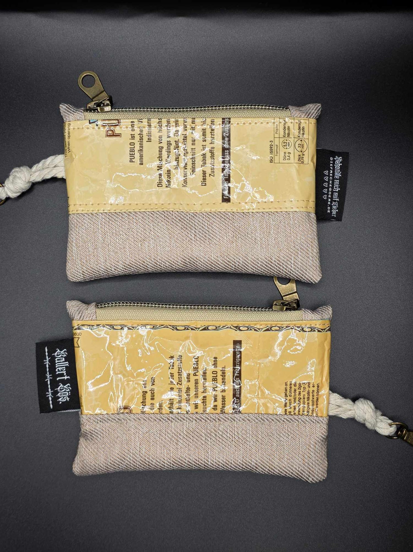 mini zip wallet - Upcycled, beige