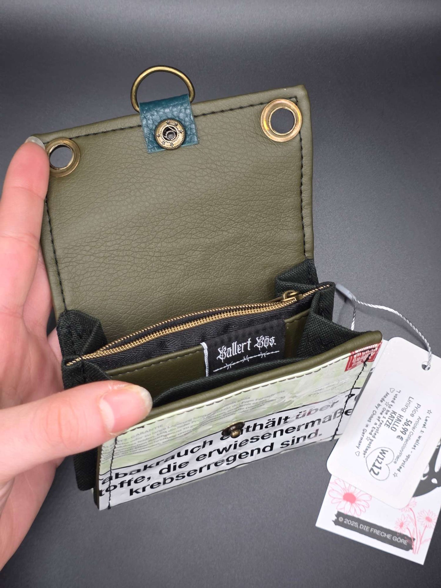 W12.12 wallet - upcycled, Hallo Katze