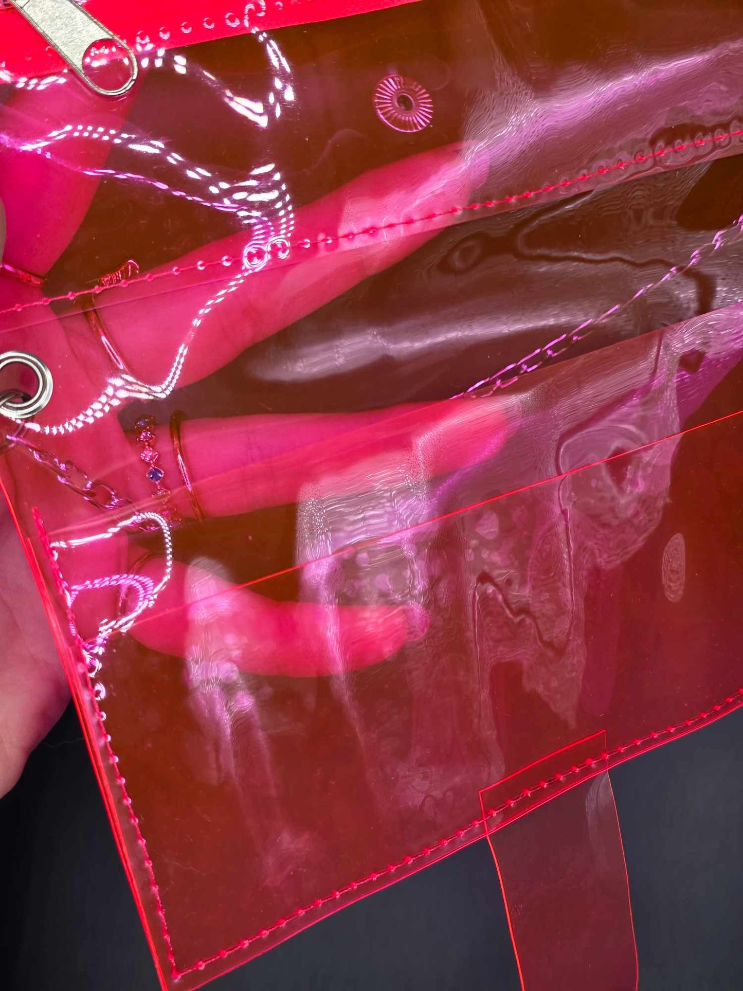 Vinyl Tabaktasche, Transparent, pink