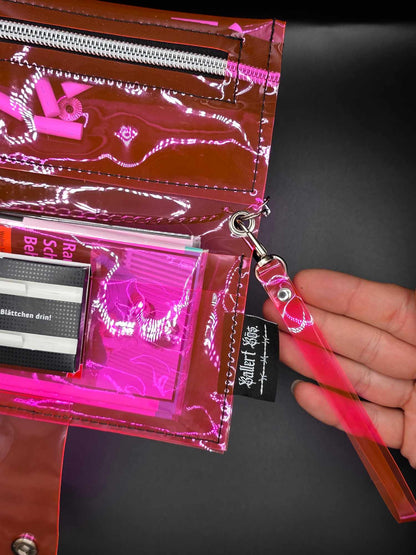 Vinyl Tabaktasche, Transparent, pink