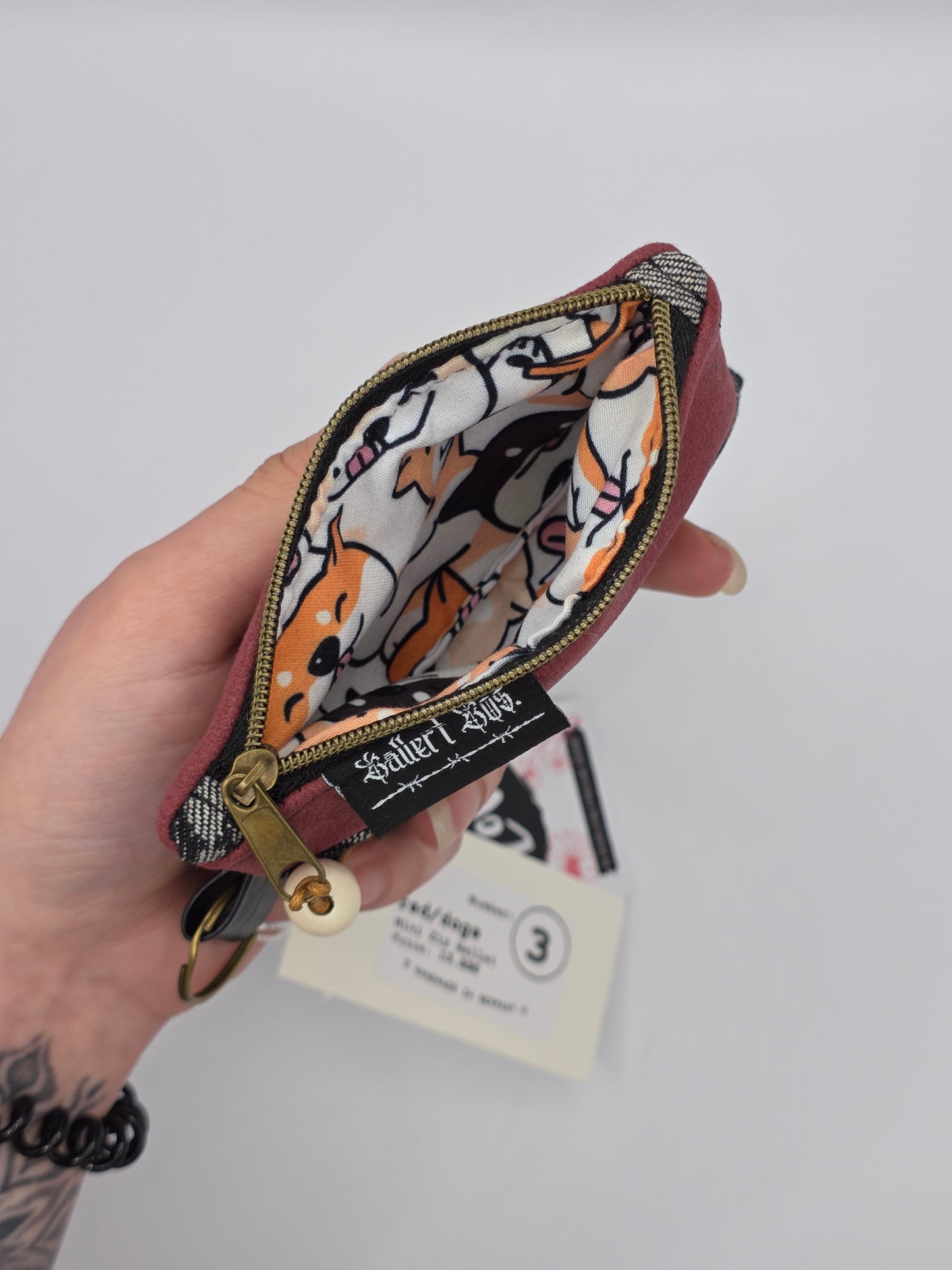 Mini Zip Wallet - Red - Cats & Dogs