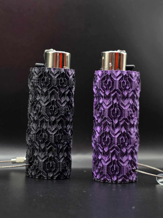 Trippy 3D Feuerzeug, schwarz-lila