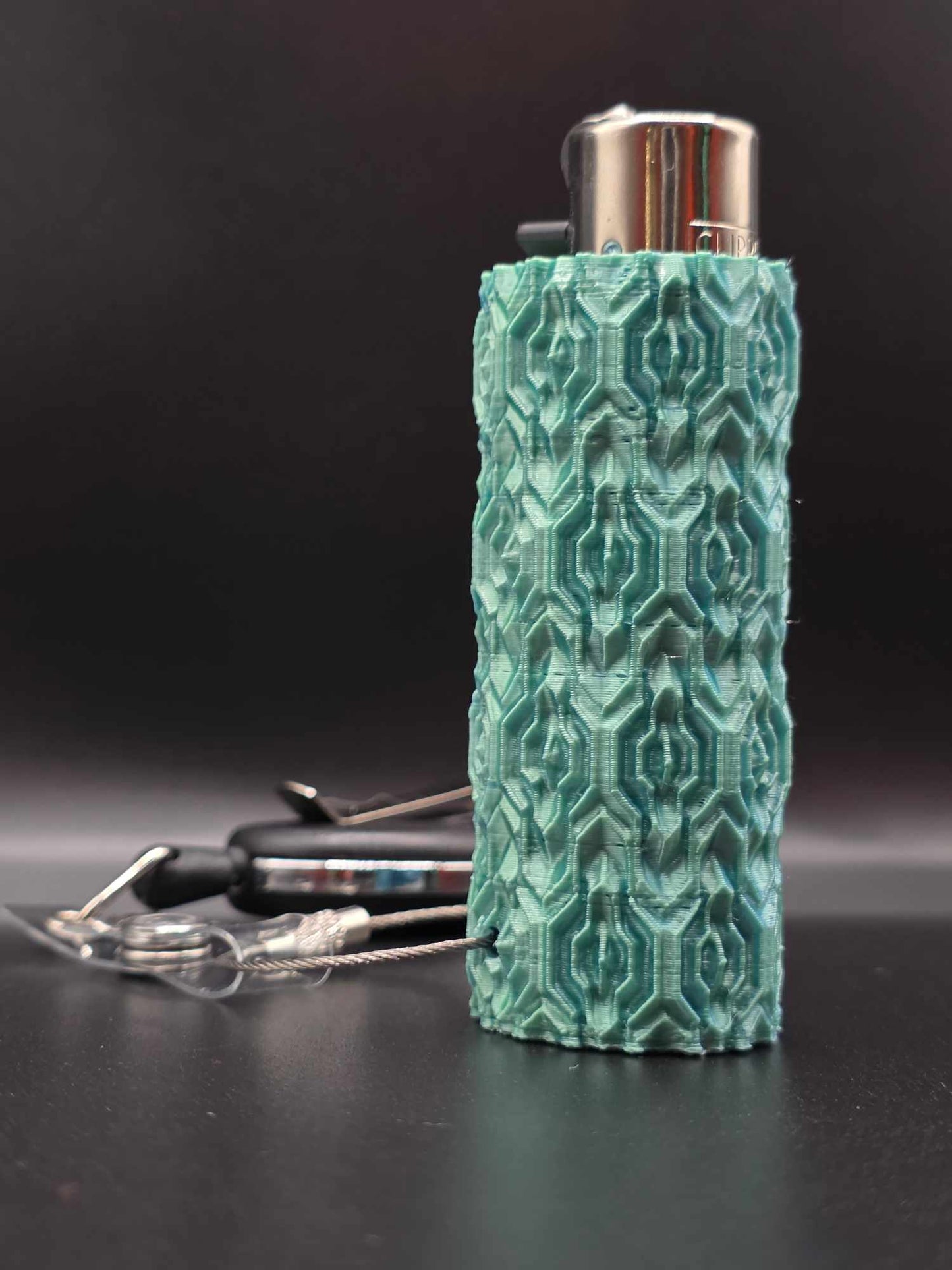 Trippy 3D Feuerzeug, hell blau-grün