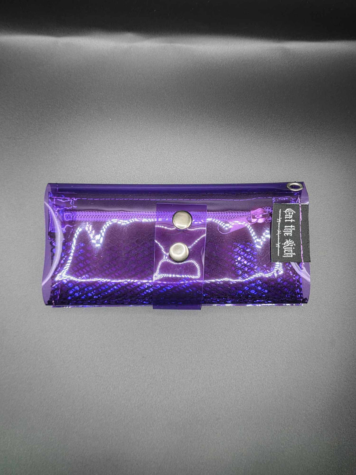 Vinyl Tabaktasche, Transparent, lila-schwarz