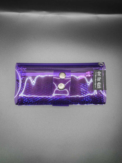 Vinyl Tabaktasche, Transparent, lila-schwarz