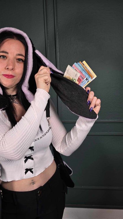 AB1.3 Pierced Bunny Holster Bag, lilac/black reversible Hood
