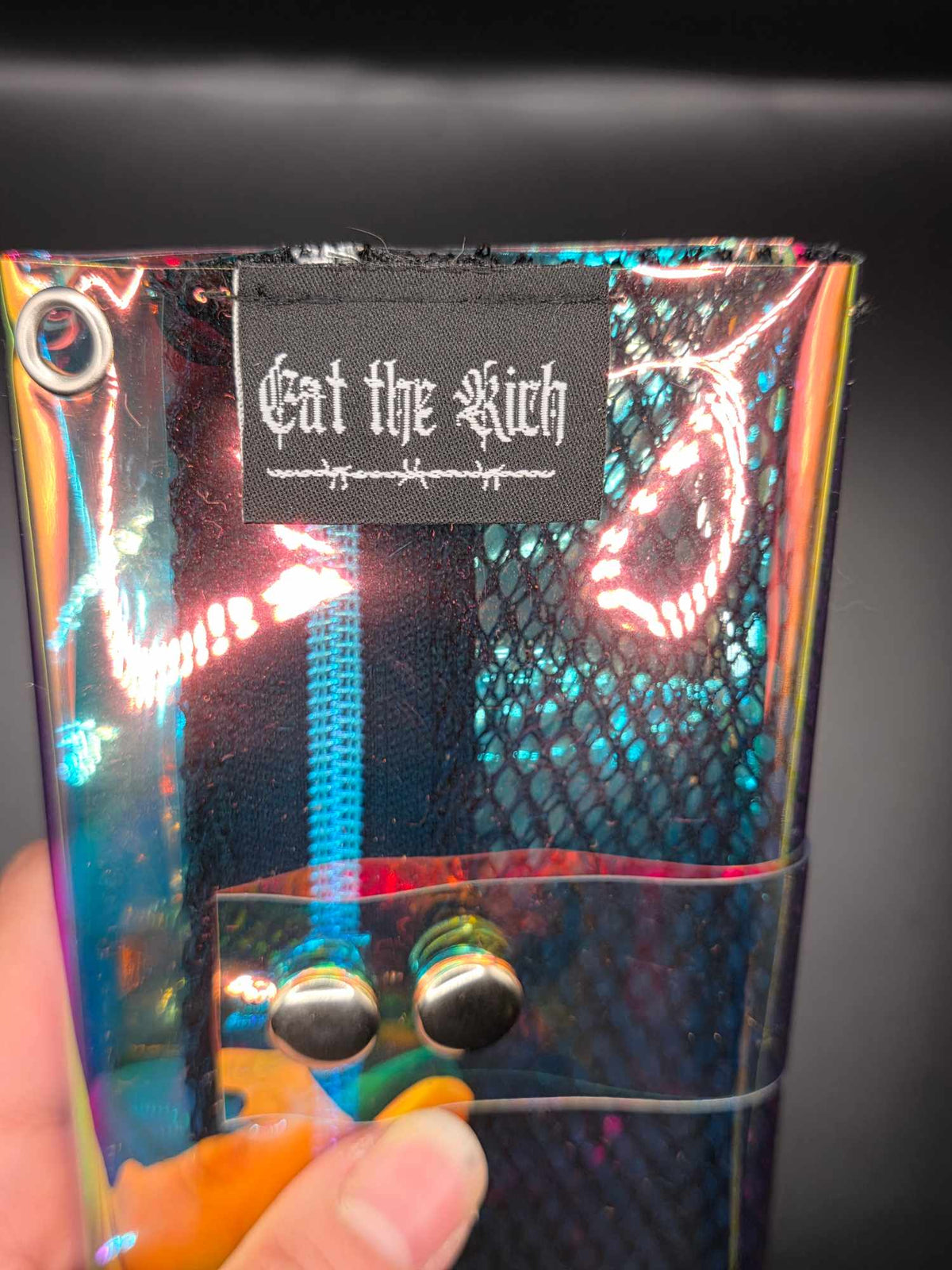 Vinyl Tabaktasche, Transparent, rainbow-schwarz