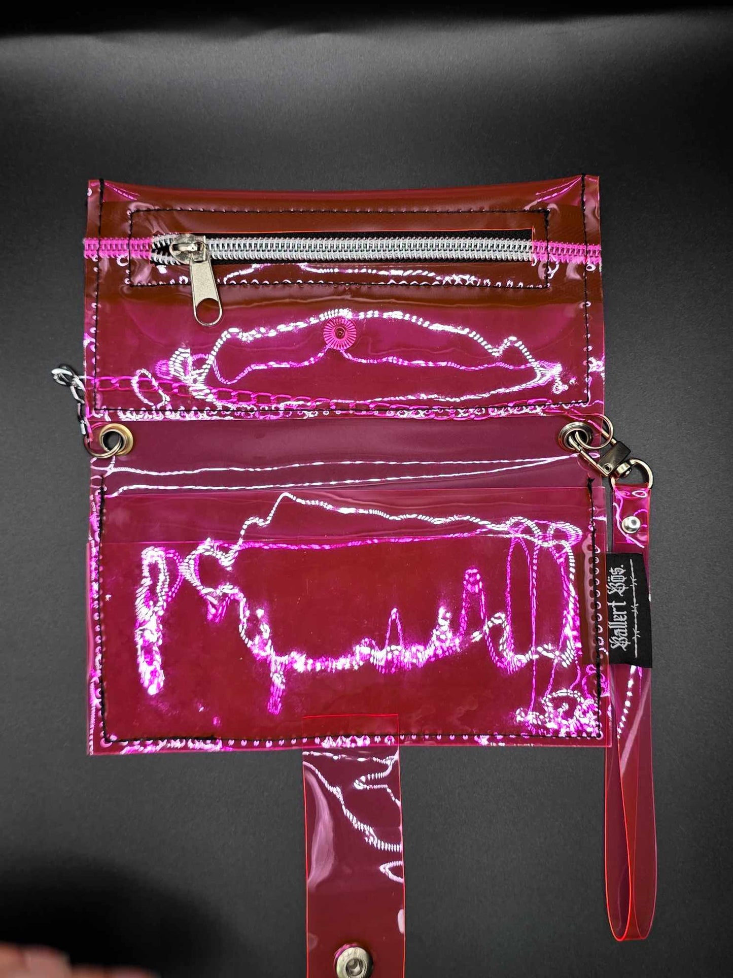 Vinyl Tabaktasche, Transparent, pink