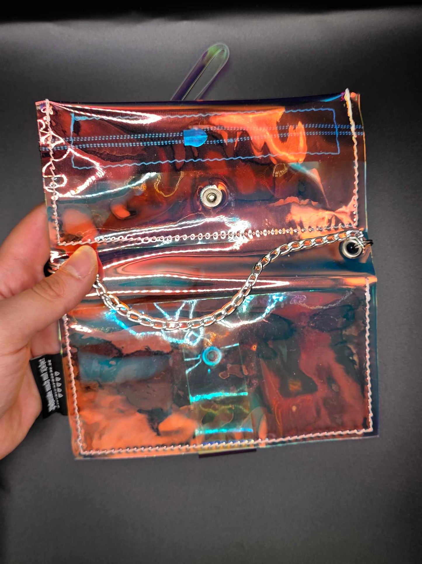 Vinyl Tabaktasche, Transparent, regenbogen-blau