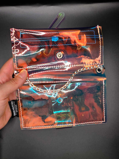 Vinyl Tabaktasche, Transparent, regenbogen-blau