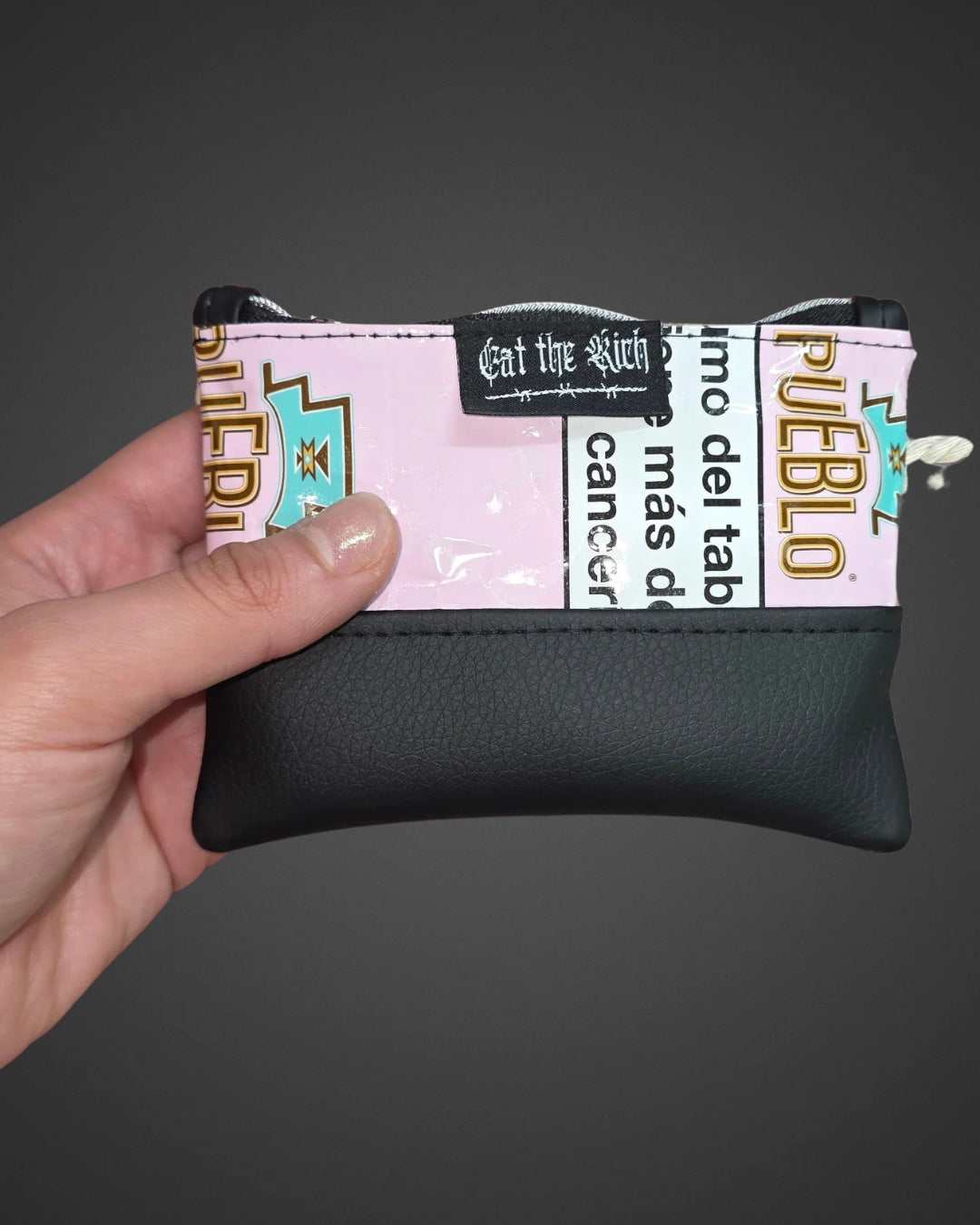 mini zip wallet - Upcycled, rosa/schwarz