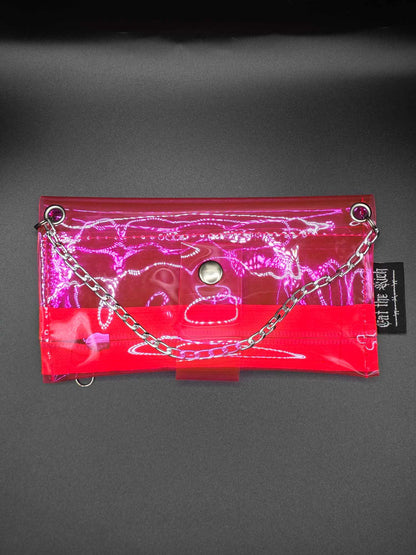 Vinyl Tabaktasche, Transparent, pink