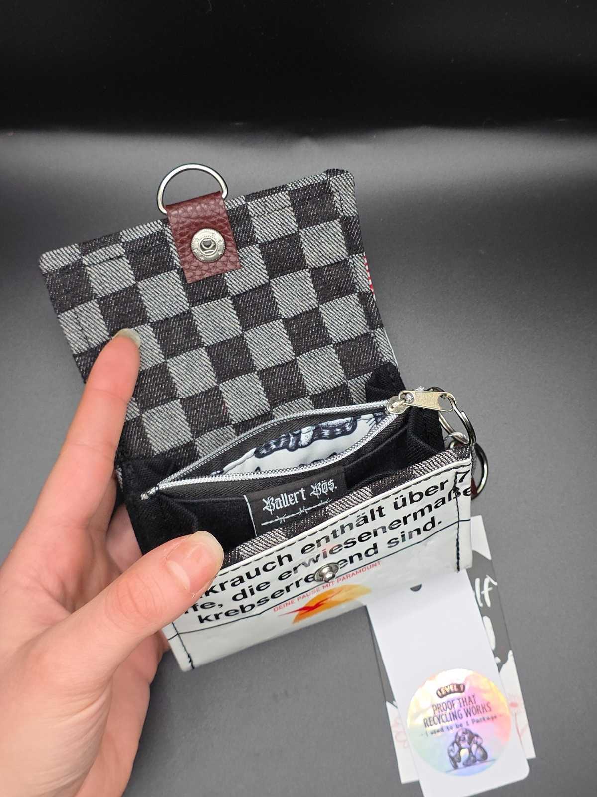 9.5 wallet, upcycled, b&amp;w cats