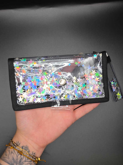 Vinyl Tabaktasche, Transparent, Fidget-Edition "Sterne"