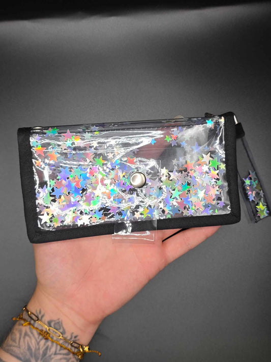 Vinyl Tabaktasche, Transparent, Fidget-Edition "Sterne"