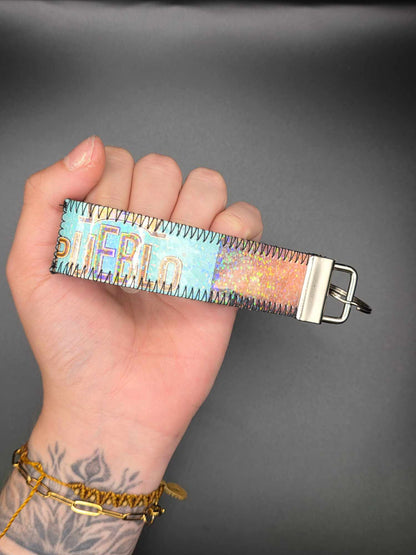 ✨️Holo✨️ Schlüsselanhänger - Upcycled, hellblau