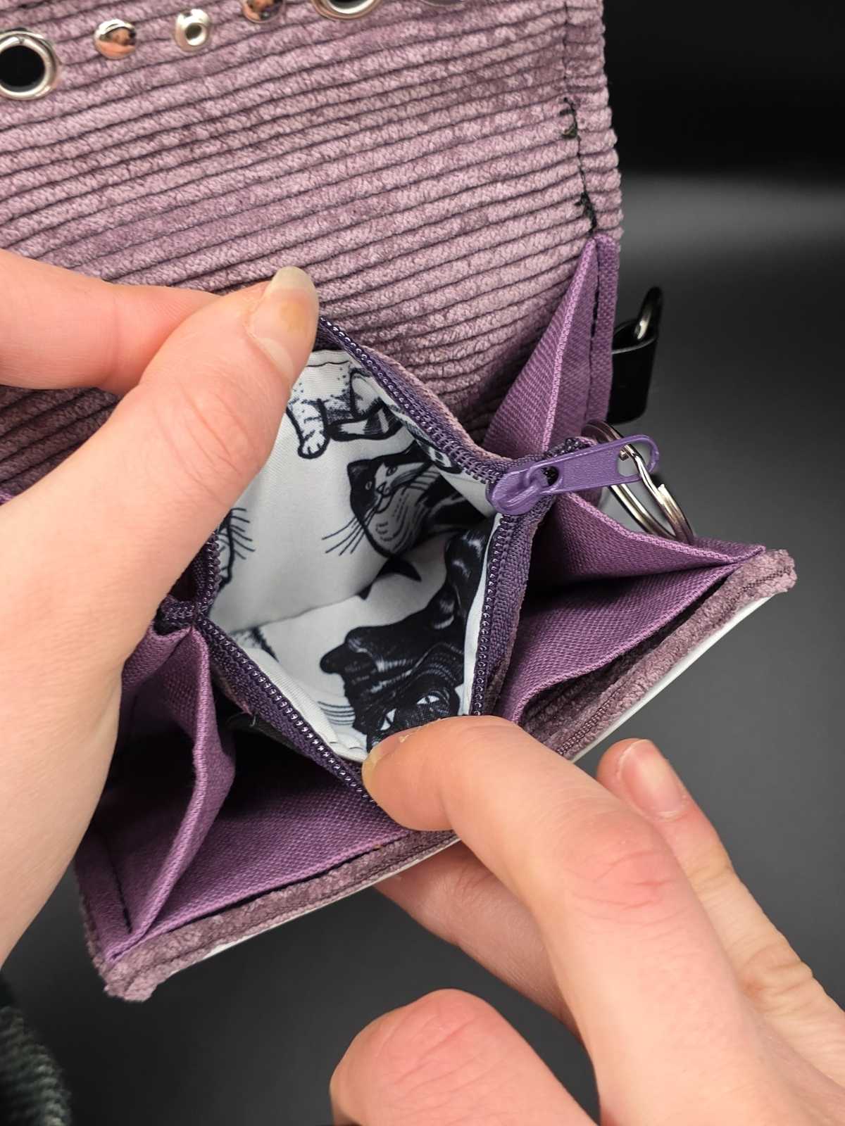 9.4 wallet, upcycled, b&amp;w cats