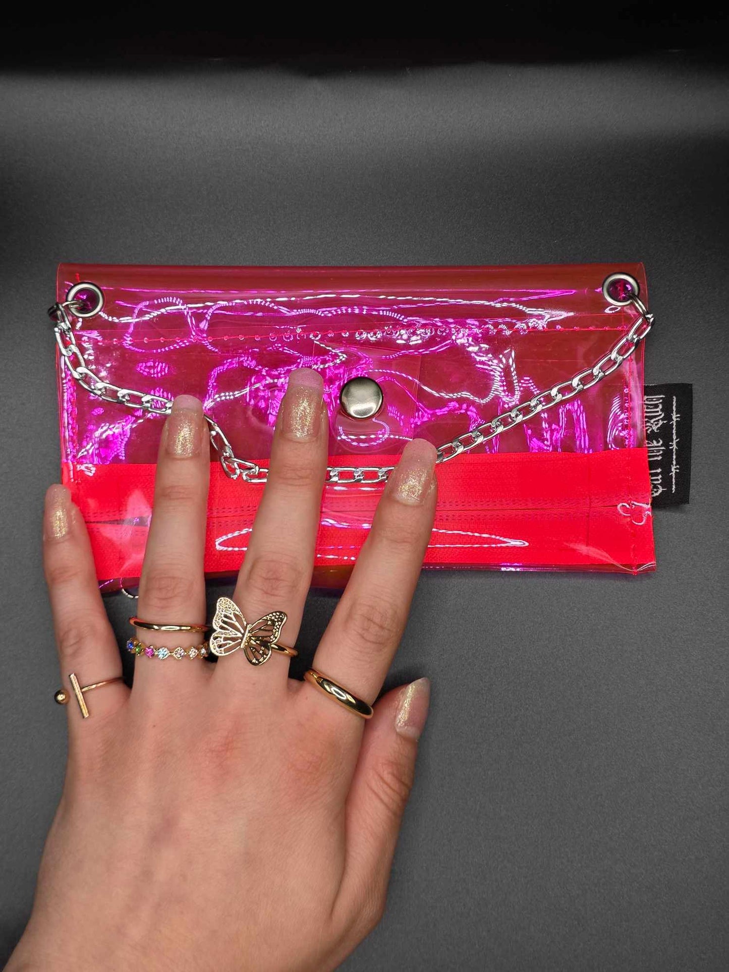 Vinyl Tabaktasche, Transparent, pink