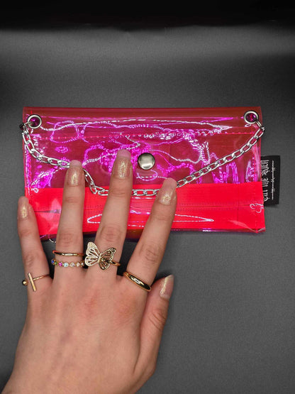 Vinyl Tabaktasche, Transparent, pink