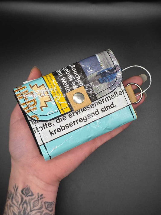 10.3 wallet - upcycled, blue leo lining