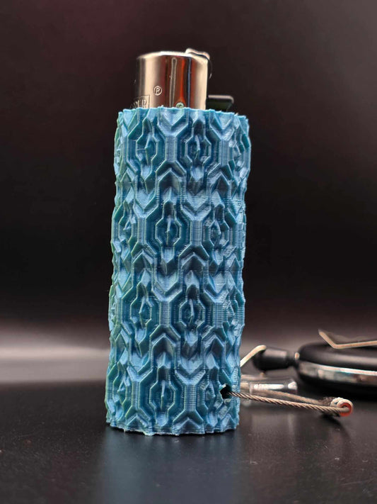 Trippy 3D Feuerzeug, hell blau-grün