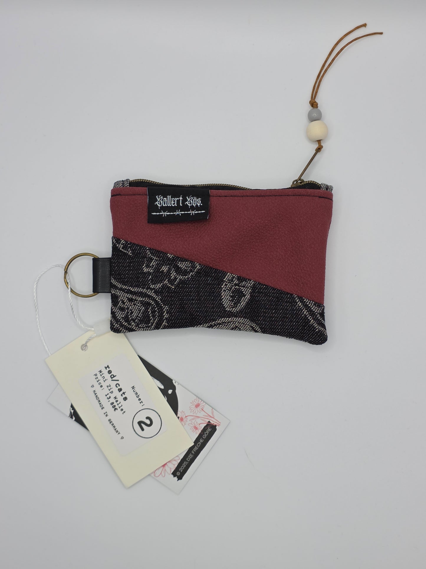 Mini Zip Wallet - Red - Cats & Dogs