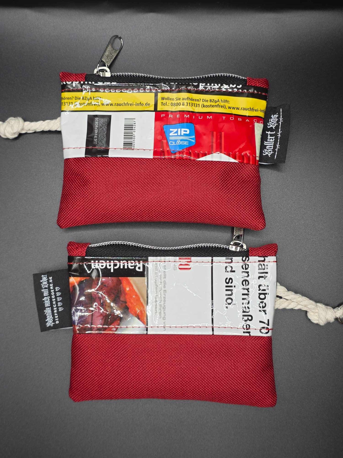 mini zip wallet - Upcycled, rot